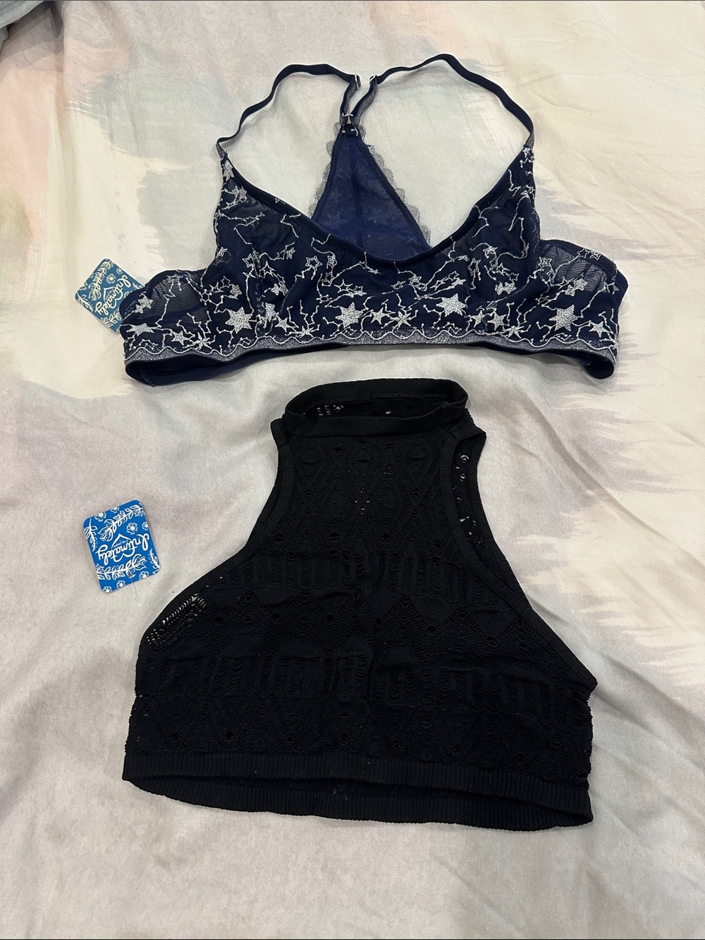 NWT Intimately by Free People Bralettes Navy & Silver, Black Large
